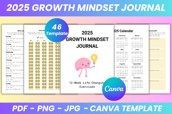 2025 Growth Mindset Journal Canva Kdp