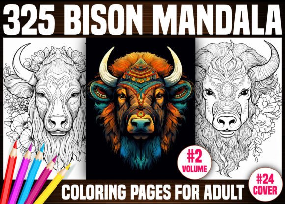 325 Bison Mandala Coloring Pages - KDP