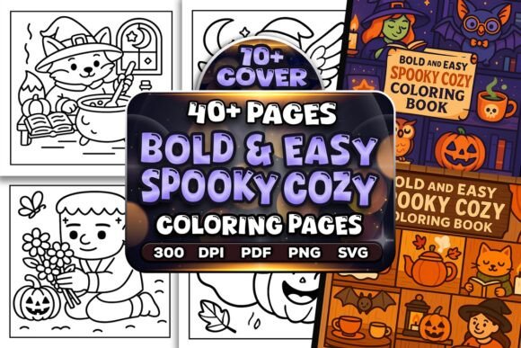 Bold Easy Spooky Cozy Coloring Pages