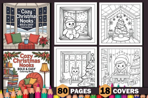 Cozy Christmas Nooks Coloring Book