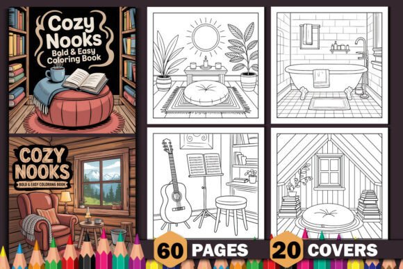 Cozy Nooks Bold Easy Coloring Book