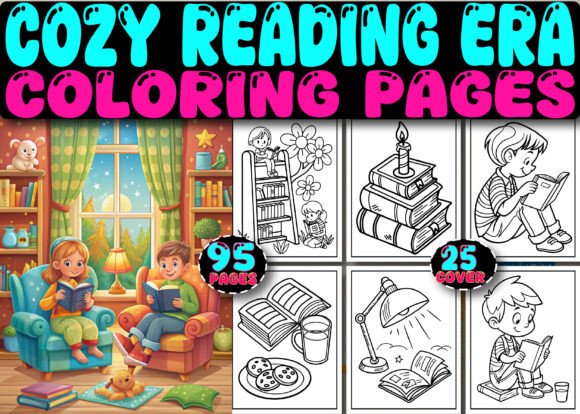 Cozy Reading Era Coloring Pages for Kids
