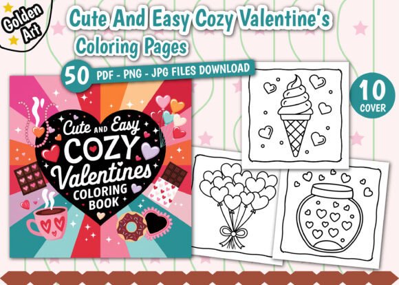 Cozy Valentine’s Coloring Pages