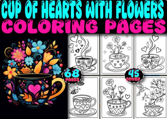 Cup of Hearts with Flowers Coloring Page: A Creative Escape for Kids and Adults Alike