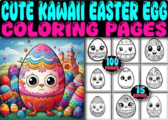 Cute Kawaii Easter Egg Coloring Pages