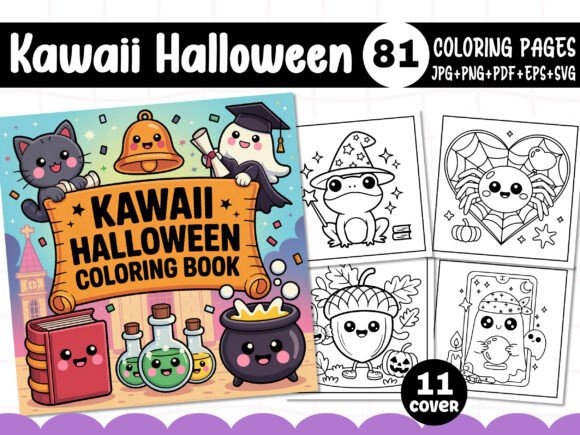 Cute Kawaii Halloween Coloring Pages