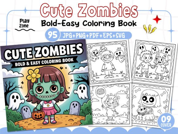 Cute Zombies Bold Easy Coloring Pages for Creative Fun