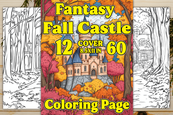 Fantasy Fall Castle in the Wood Coloring: A Creative Escape for Adults