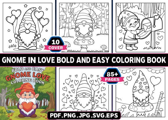 Gnome in Love Coloring Pages Bold Easy: A Creative Escape for Adults