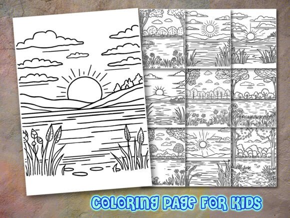 Serene Landscapes Coloring Page for Kdp