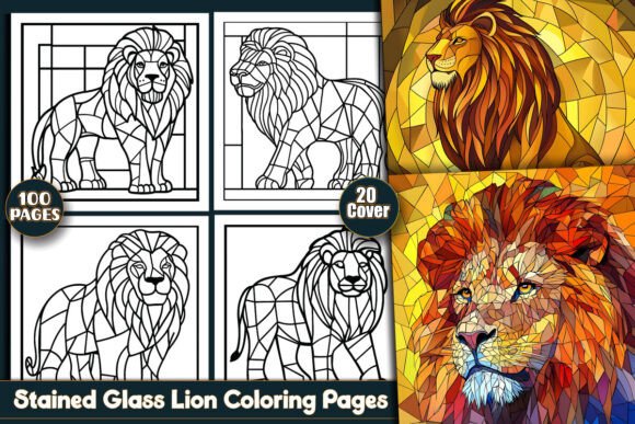 Stained Glass Lion Coloring Pages: A Unique Design for Creative and Commercial Use