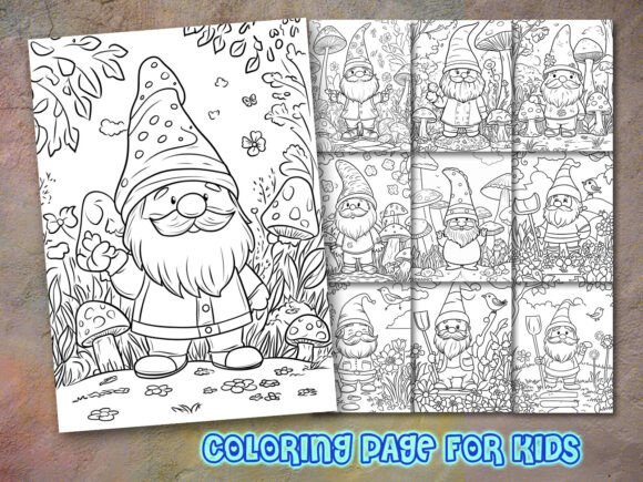 Sweet Gnome Coloring Page for Kdp